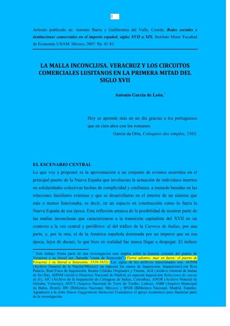 la malla inconclusa. veracruz y los circuitos comerciales lusitanos ...