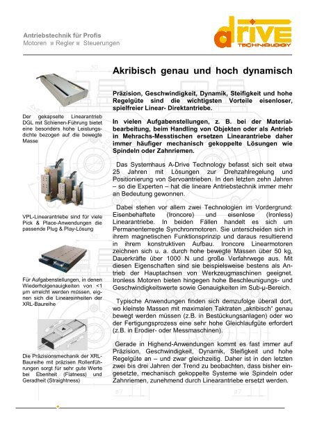 Akribisch genau und hoch dynamisch - A-Drive Technology GmbH