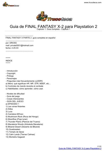 Guia de FINAL FANTASY X-2 para Playstation 2 - Trucoteca.com
