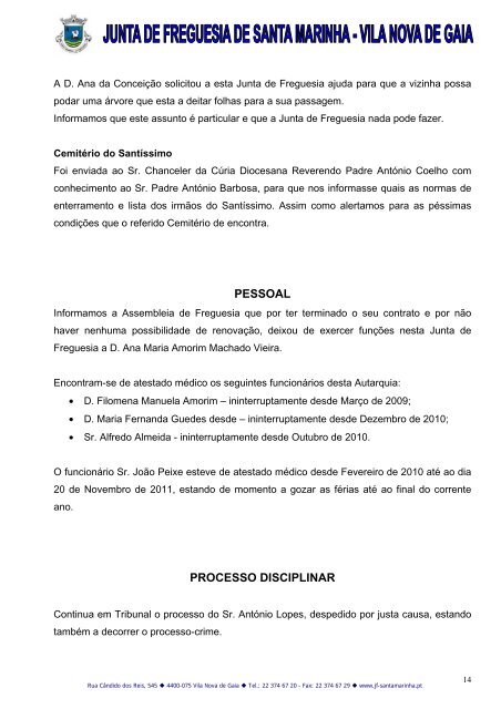 Informação do Sr. Presidente da Junta (Assembleia de 2011-12-06)