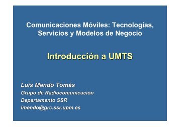 Tecnologías, Servicios y Modelos de Negocio. Introducción a UMTS