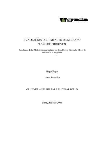 evaluación del impacto de mediano plazo de projoven. - Grupo de ...