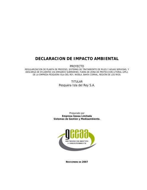 DECLARACION DE IMPACTO AMBIENTAL