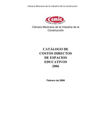 catálogo de costos directos de espacios educativos 2006