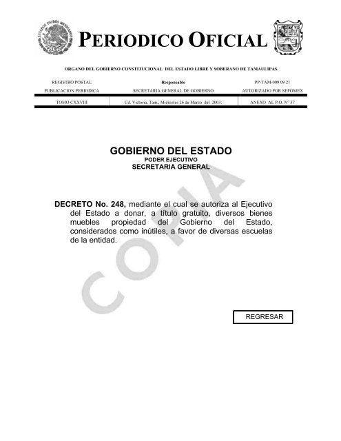 anexo - bienvenido - periodico oficial del estado de tamaulipas