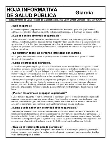 HOJA INFORMATIVA DE SALUD PÚBLICA Giardia - Mass.Gov