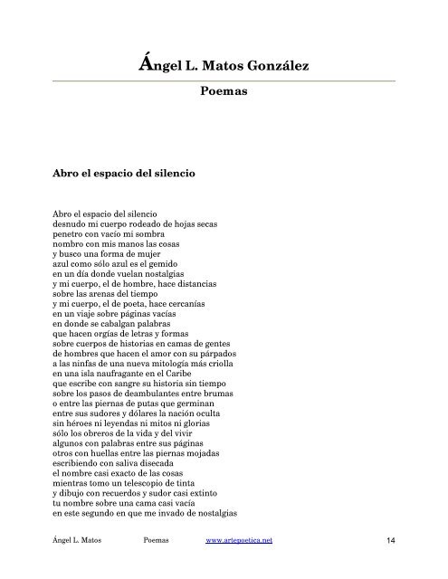 Poemas de Ángel L. Matos - Rostros y Versos