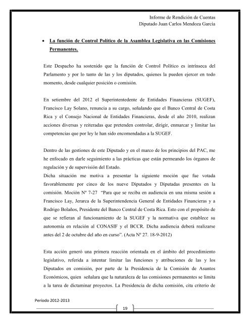 Informe de Labores del Diputado Juan Carlos Mendoza García ...