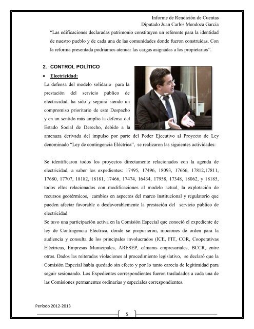 Informe de Labores del Diputado Juan Carlos Mendoza García ...