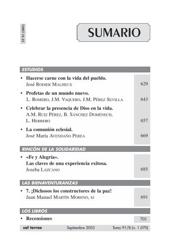 SUMARIO - Editorial Sal Terrae