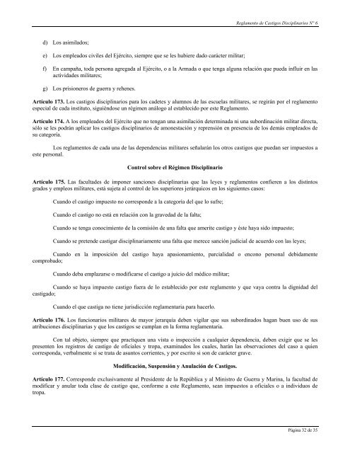reglamento de castigos disciplinarios n° 6 - Ejército Libertador ...