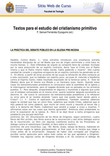 El debate público en la Iglesia primitiva - Curso - Pontificia ...