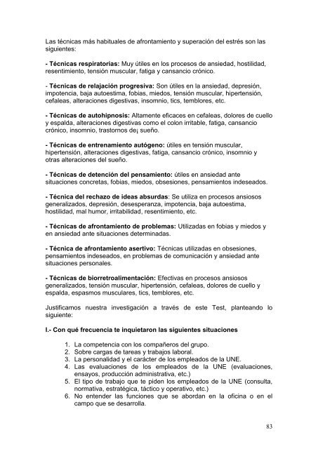 nivel del estrés laboral y parón de conducta en los empleados de la ...