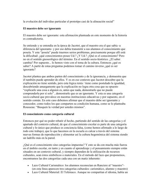 El maestro ignorante, de Jacques Ranciere. Un enfoque ... - Inicio