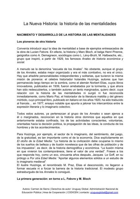 La Nueva Historia: Mentalidades - ANEP