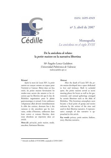 De la anécdota al relato - Çédille. Revista de estudios franceses