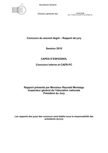 El cielo Al aire libre Gasto Concours du second degré – Rapport de jury Session 2010 CAPES ...