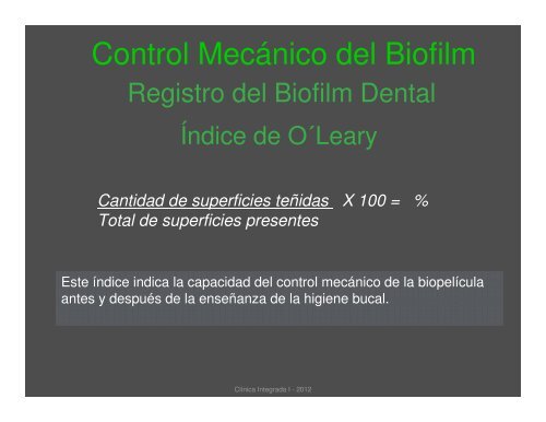 Control Mecánico de Biofilm Dental Registro y Evaluación