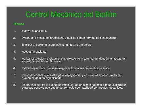 Control Mecánico de Biofilm Dental Registro y Evaluación