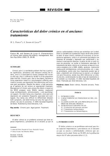 Características del dolor crónico en el anciano - Revista de la ...