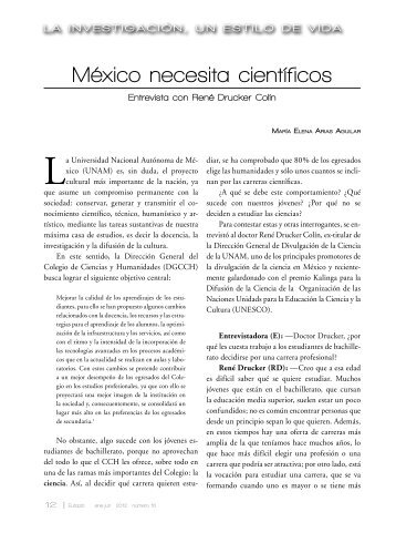 México necesita científicos. Entrevista con René Drucker Colín - CCH