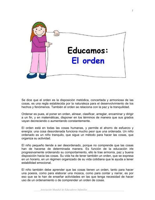 Educamos: El orden - Asociación Mundial de Educadores Infantiles