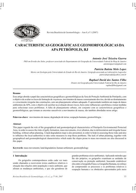 caracteristicas geográficas e geomorfológicas da apa ... - UGB