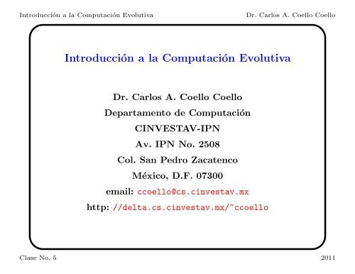 Introducción a la Computación Evolutiva - Departamento de ...