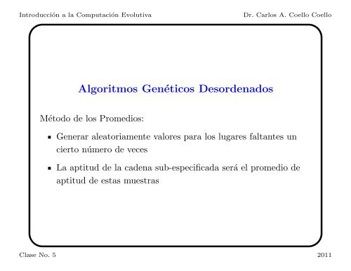 Introducción a la Computación Evolutiva - Departamento de ...