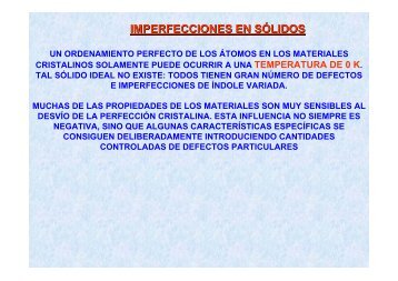 IMPERFECCIONES EN SÓLIDOS