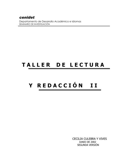 Taller de lectura y redacción II - Cenidet