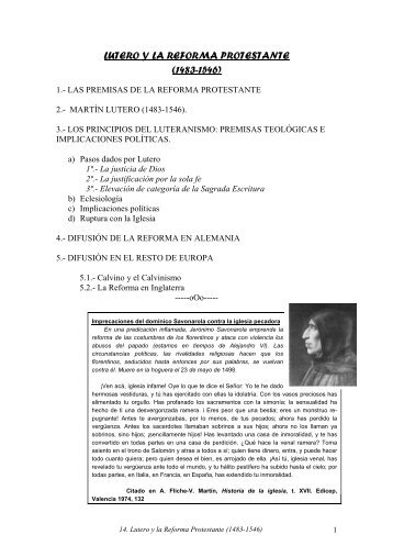 14. Lutero y la reforma protestante - Parroquia de Torre-Pacheco