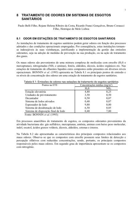 8 tratamento de odores em sistemas de esgotos sanitários - Finep