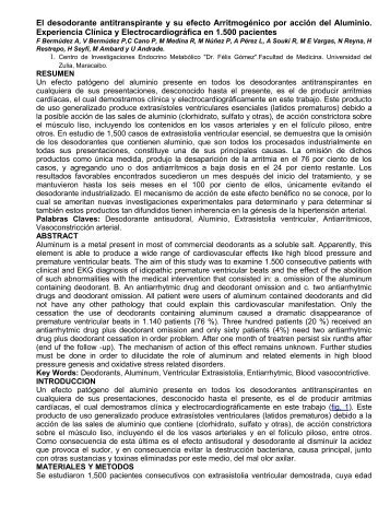 El desodorante antitranspirante y su efecto Arritmogénico por acción ...