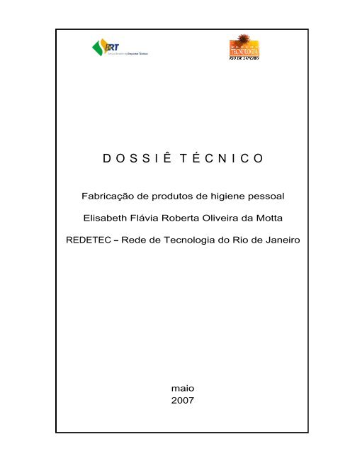Dossiê Fabricação de produtos de higiene pessoal - Portal CDT/UnB