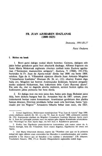 Fr. Juan Ajuriaren idazlanak (1800-1825) - Euskaltzaindia