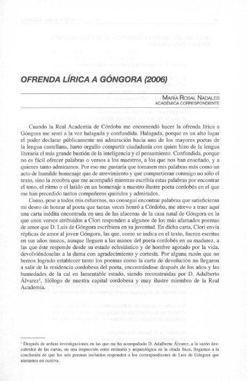 OFRENDA LÍRICA A GÓNGORA (2006)