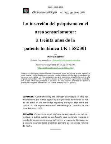 La inserción del psiquismo en el arco sensoriomotor: a treinta años ...