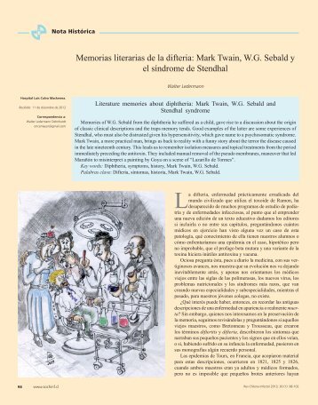 Memorias literarias de la difteria: Mark Twain, WG Sebald y ... - SciELO