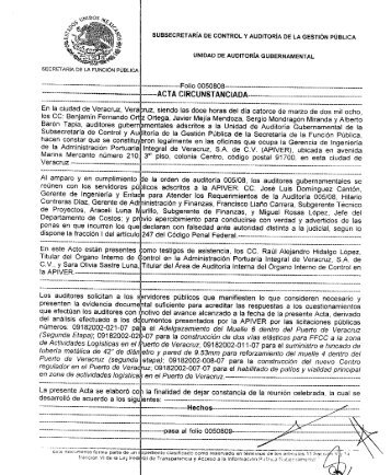 ACTA CIRCUNSTANCIADA sobre la auditoría - Administración ...