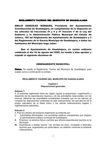 Reglamento Taurino del Mpio. de Gdl. - Orden Jurídico Nacional