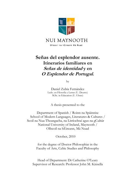 Señas del esplendor ausente. - NUI Maynooth ePrints and eTheses ...