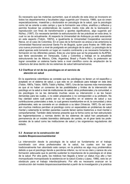 Psicología y sistema de salud en Latinoamérica - Universidad de ...