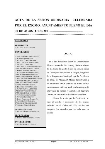 08-ACTA 30 AGOSTO 2001 PLENO.pdf - Ayuntamiento de Albacete