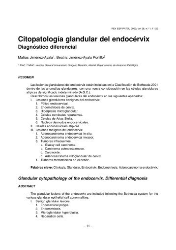 Citopatología glandular del endocérvix - revista española de patología
