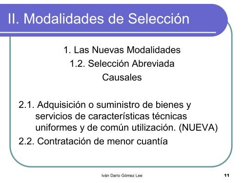 Causales y Nuevo procedimiento en la Contratación ... - AP Legis