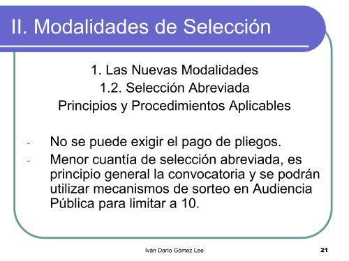 Causales y Nuevo procedimiento en la Contratación ... - AP Legis