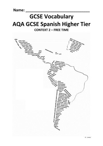 GCSE Vocabulary - AQA GCSE Spanish Higher Tier Textbook