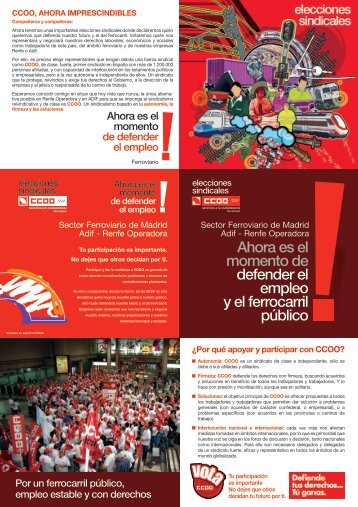 Díptico de CCOO para las elecciones sindicales del Sector ...