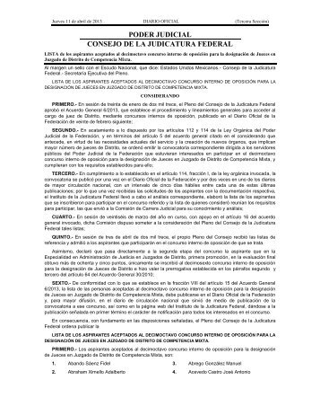 aceptados al 18 interno jueces - Consejo de la Judicatura Federal